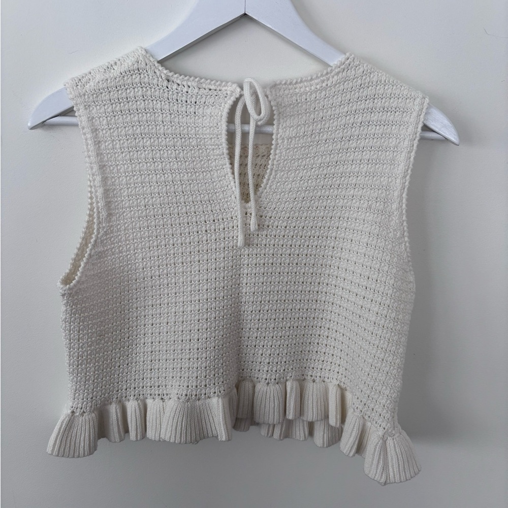Lulu's Cream Crochet Ruffle Crop Top - Picture 3 of 3